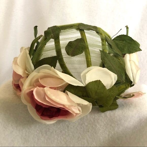 Maison Mendessolle Accessories - Vintage 1950’s Maison Mendessolle Floral and Net Half Hat